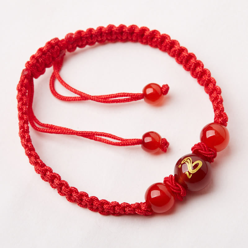 KarmaRipple's Authentic Red Agate Chinese Zodiac Red String Woven Protection Fortune Bracelet p14