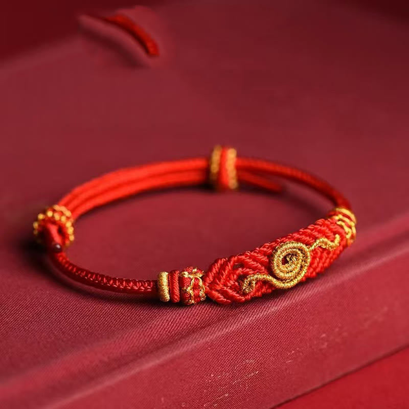 KarmaRipple's Handmade Red String Eight Thread Peace Weave Year Of The Snake Protection Fortune Woven Bracelet p2