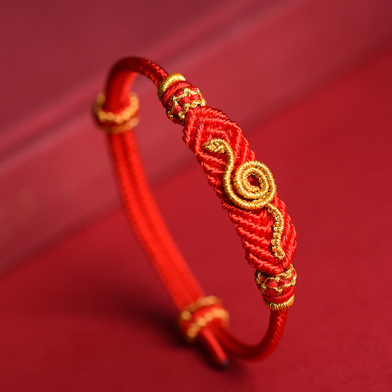 KarmaRipple's Handmade Red String Eight Thread Peace Weave Year Of The Snake Protection Fortune Woven Bracelet p4
