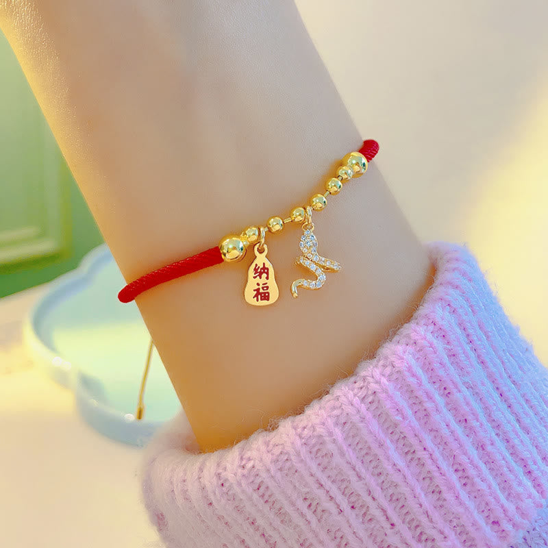 KarmaRipple's Handmade Red String Fu Character Year Of The Snake Protection Woven Bracelet p6