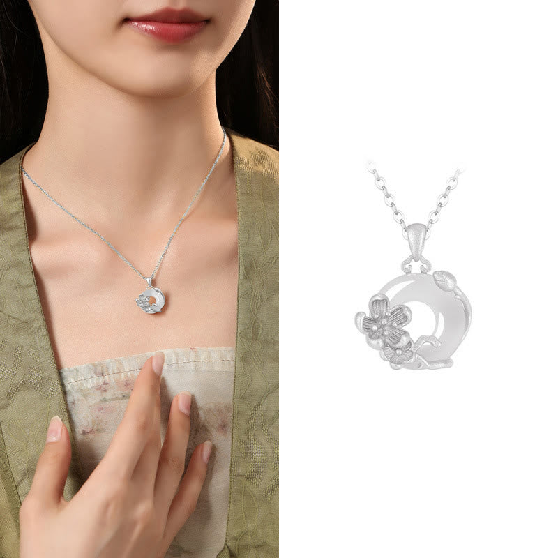 KarmaRipple's Chalcedony 925 Sterling Silver Peace Buckle Flowers Pendant Necklace p45