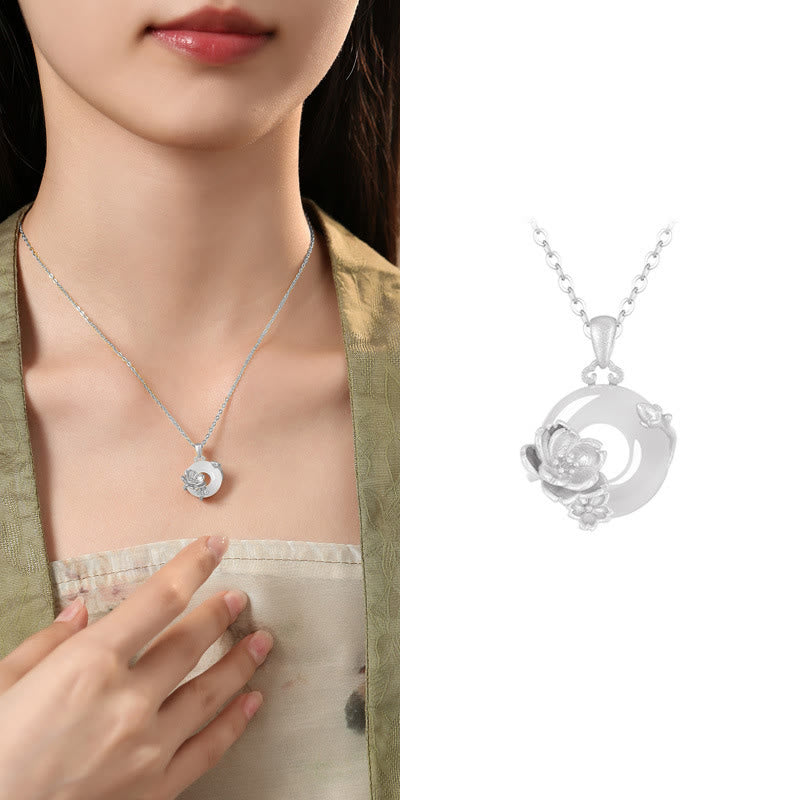 KarmaRipple's Chalcedony 925 Sterling Silver Peace Buckle Flowers Pendant Necklace p6