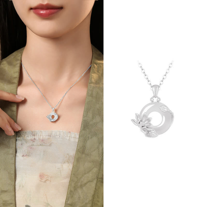 KarmaRipple's Chalcedony 925 Sterling Silver Peace Buckle Flowers Pendant Necklace p12