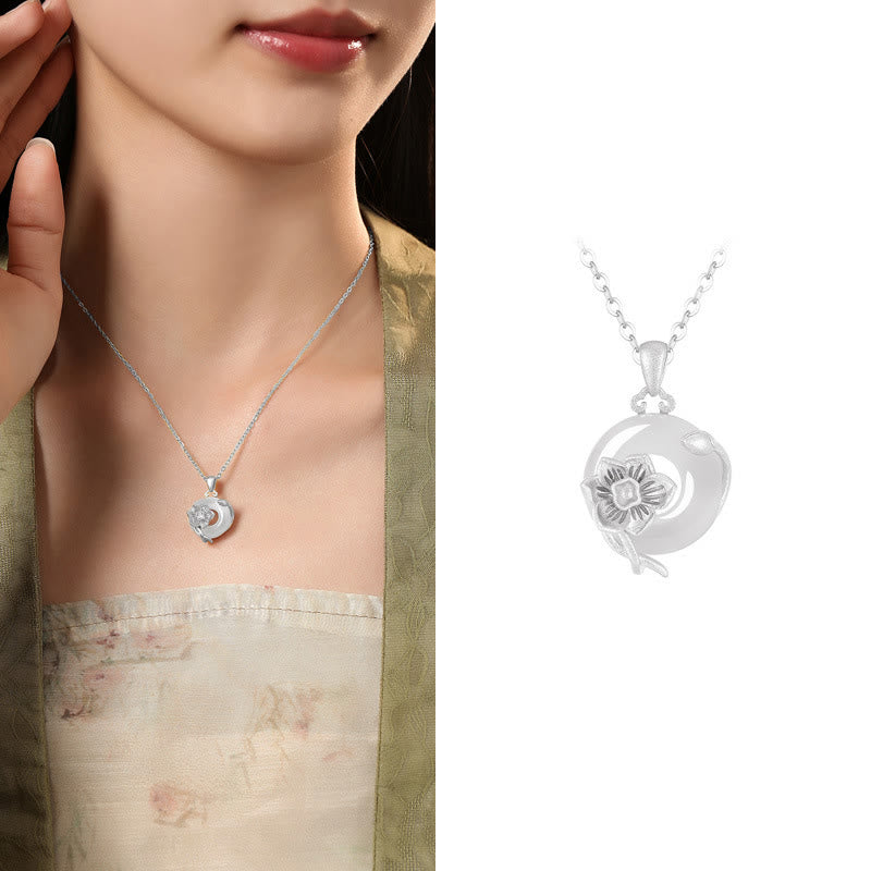 KarmaRipple's Chalcedony 925 Sterling Silver Peace Buckle Flowers Pendant Necklace p65