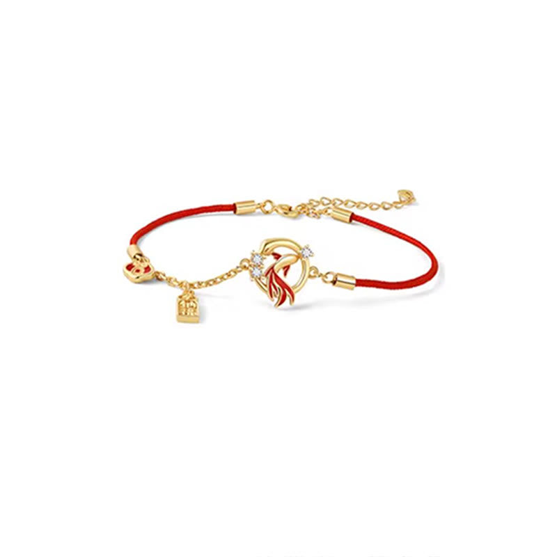KarmaRipple's Red String 925 Sterling Silver Bronze Coin Koi Fish Year Of The Snake Fortune Bracelet p10