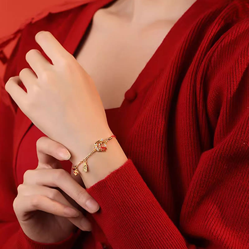 KarmaRipple's Red String 925 Sterling Silver Bronze Coin Koi Fish Year Of The Snake Fortune Bracelet p11