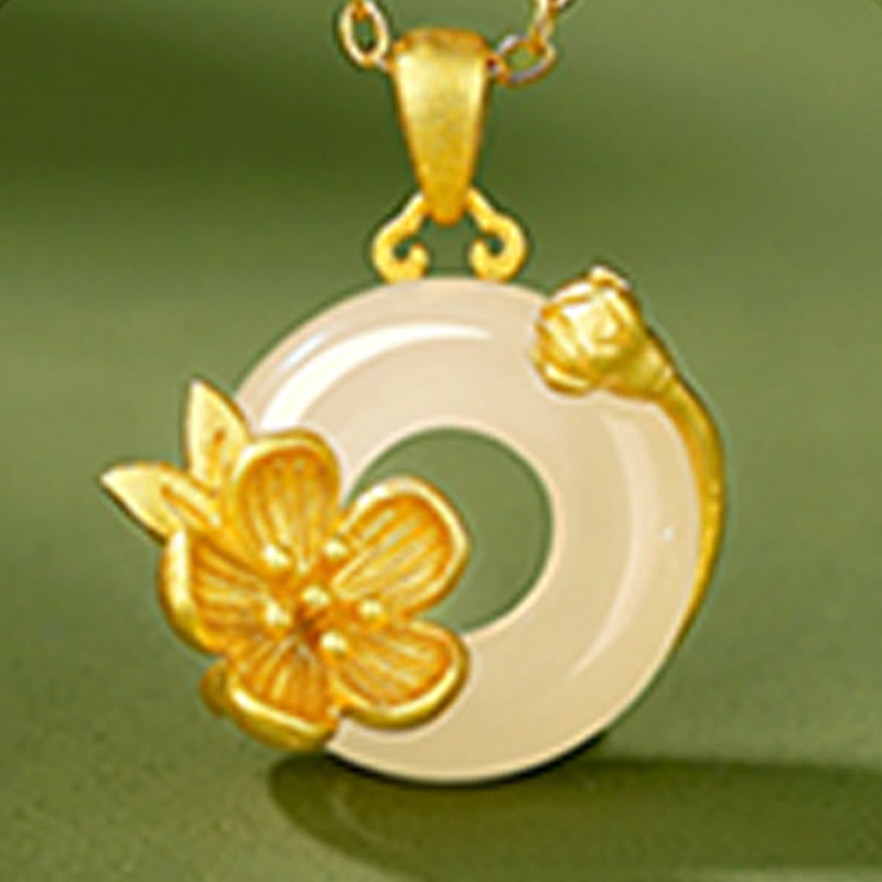 KarmaRipple's Chalcedony 925 Sterling Silver Peace Buckle Flowers Pendant Necklace p25