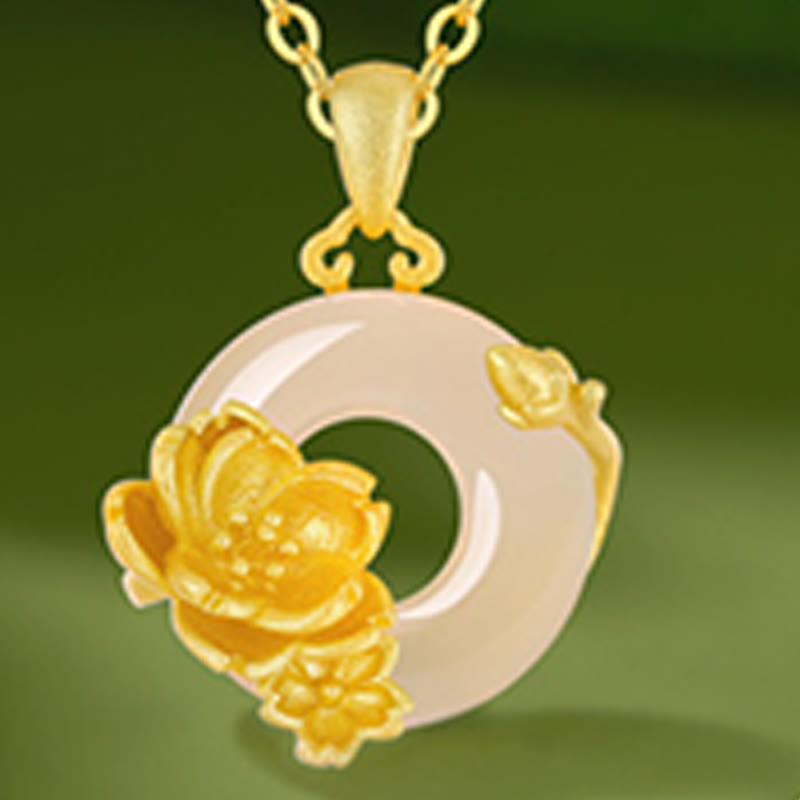 KarmaRipple's Chalcedony 925 Sterling Silver Peace Buckle Flowers Pendant Necklace p31