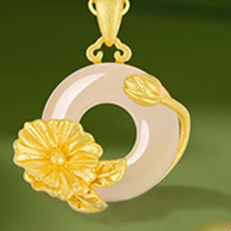 KarmaRipple's Chalcedony 925 Sterling Silver Peace Buckle Flowers Pendant Necklace p36