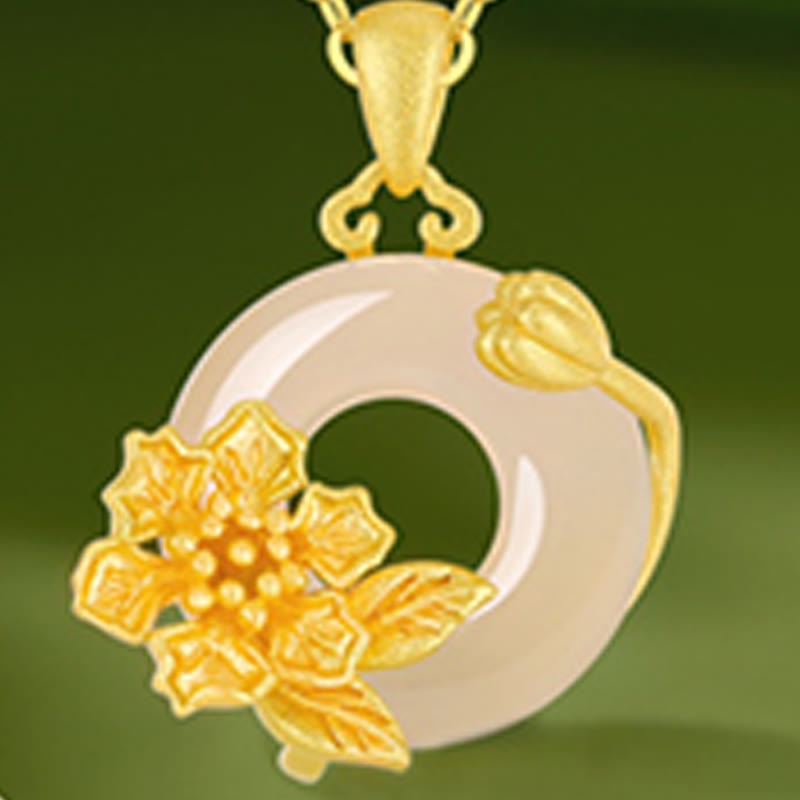KarmaRipple's Chalcedony 925 Sterling Silver Peace Buckle Flowers Pendant Necklace p38