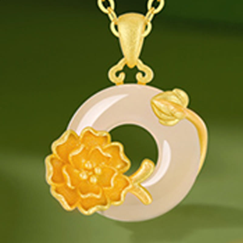 KarmaRipple's Chalcedony 925 Sterling Silver Peace Buckle Flowers Pendant Necklace p39