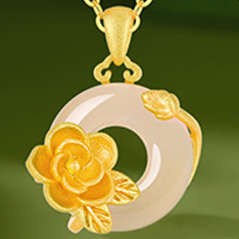 KarmaRipple's Chalcedony 925 Sterling Silver Peace Buckle Flowers Pendant Necklace p40