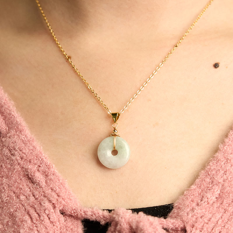 KarmaRipple's Jade Peace Buckle Pendant Fortune Necklace p5