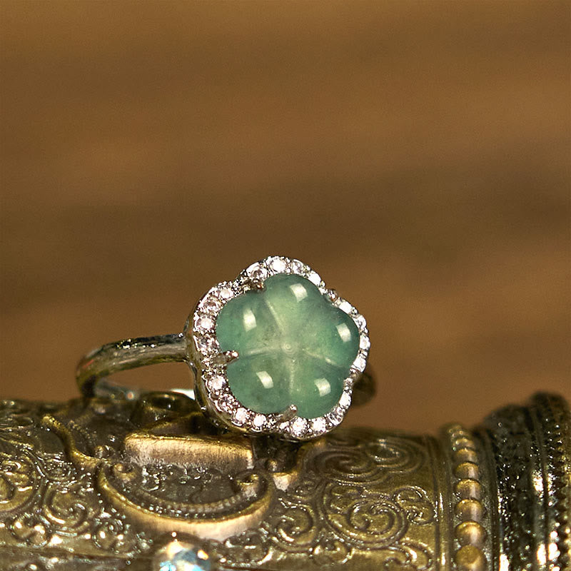 KarmaRipple's Jade Alloy Flower Ring p3