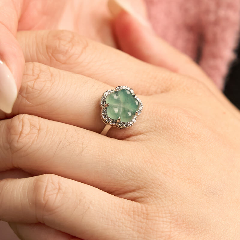 KarmaRipple's Jade Alloy Flower Ring p5