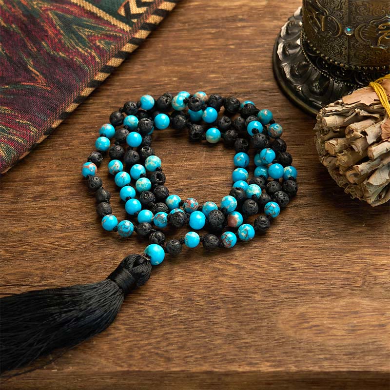 KarmaRipple's Emperor Stone Lava Rock Beadwork Tassel Happiness Necklaces Pendants p1