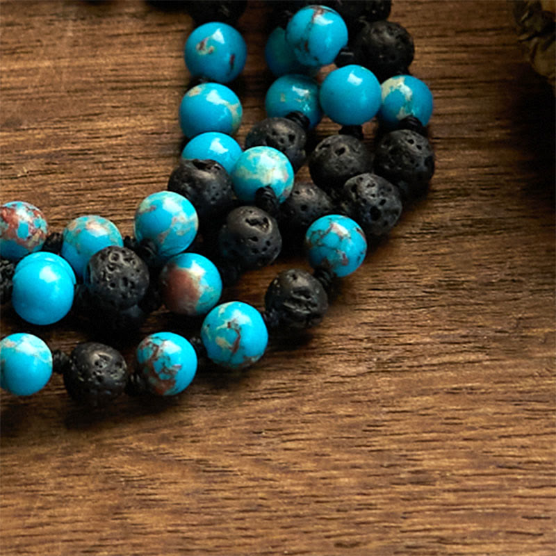 KarmaRipple's Emperor Stone Lava Rock Beadwork Tassel Happiness Necklaces Pendants p5