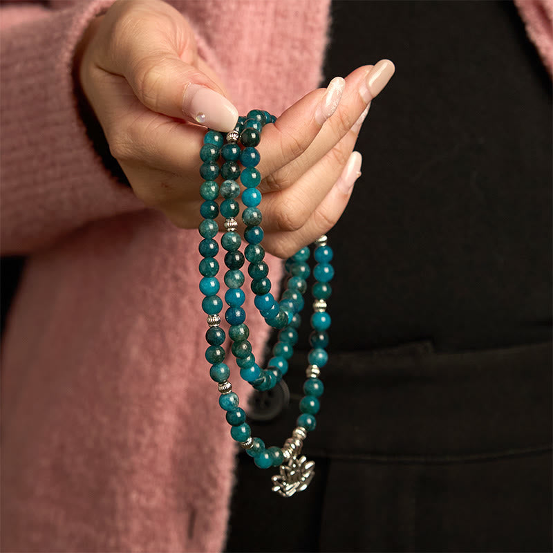 KarmaRipple's 108 Mala Beadwork Apatite Bead Om The Tree Of Life Lotus Buddha Bracelet p15
