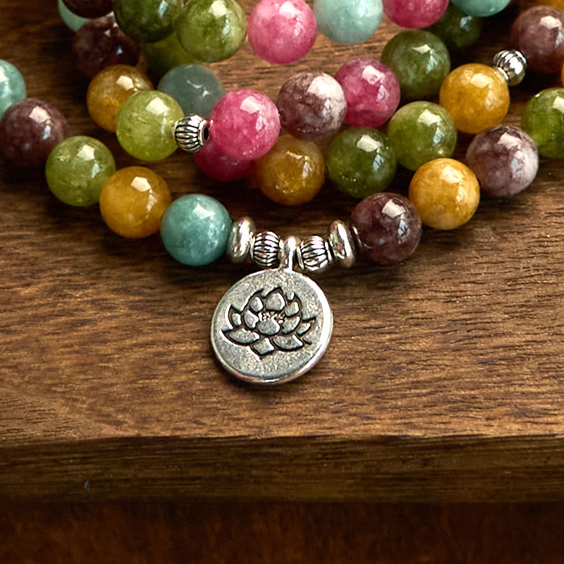 KarmaRipple's 108 Mala Beadwork Multi-layer Authentic Tourmaline Lotus Wisdom Bracelet p7