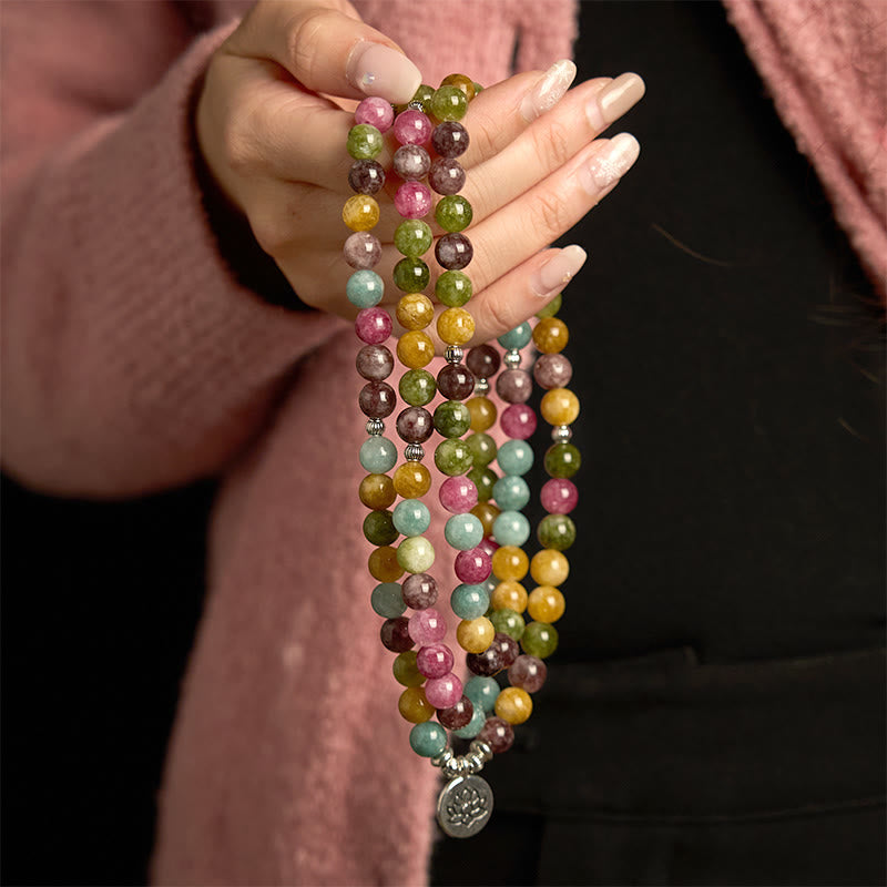 KarmaRipple's 108 Mala Beadwork Multi-layer Authentic Tourmaline Lotus Wisdom Bracelet p4