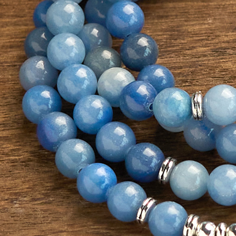 KarmaRipple's 108 Mala Beadwork Multi-layer Authentic Blue Aventurine Lotus Calm Bracelet p11