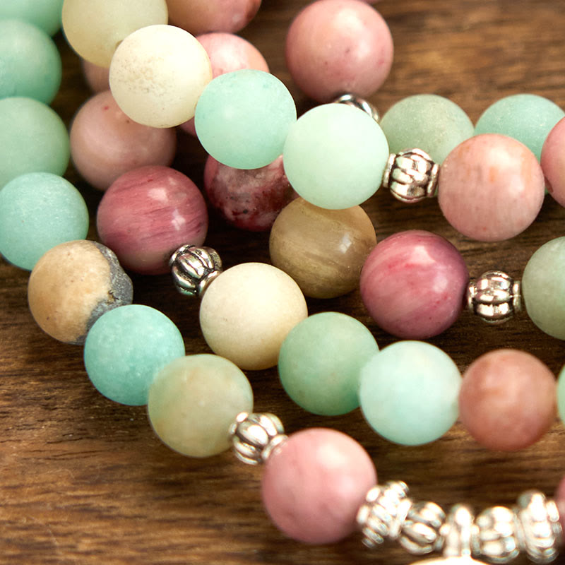 KarmaRipple's 108 Mala Beadwork Rhodonite Amazonite Lotus Balancing Bracelet p7