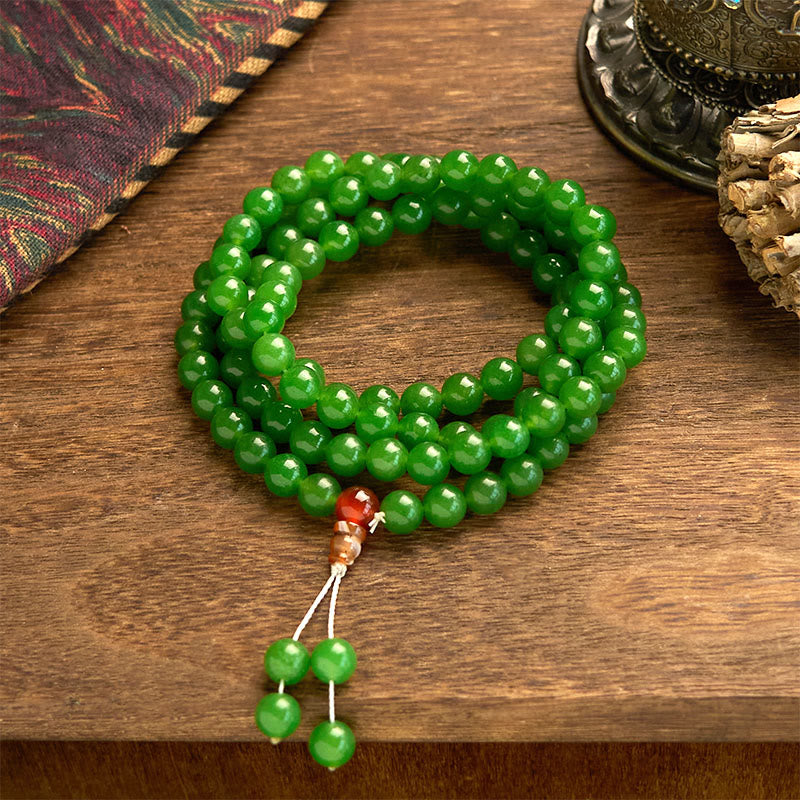 KarmaRipple's 108 Mala Beadwork Authentic Cyan Jade Fortune Bracelet p1