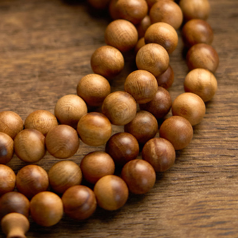 KarmaRipple's 108 Mala Beadwork Lightning Strike Peach Wood Hand Polishing Protection Bracelet p9