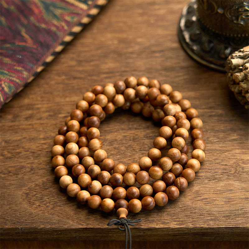 KarmaRipple's 108 Mala Beadwork Lightning Strike Peach Wood Hand Polishing Protection Bracelet p8