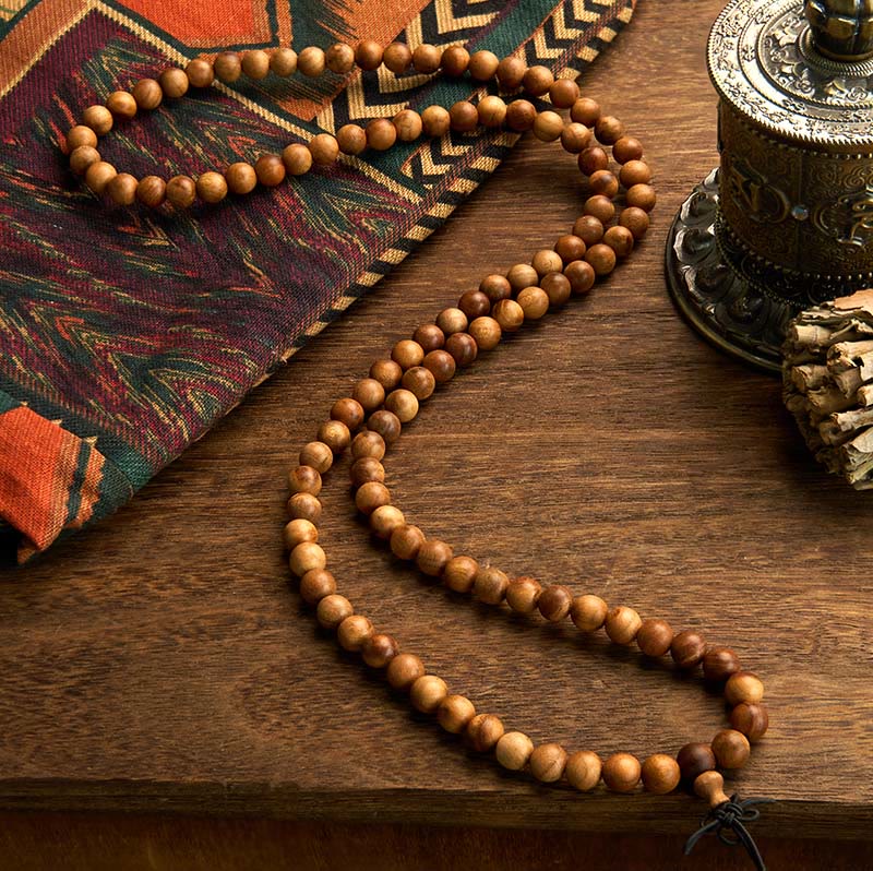 KarmaRipple's 108 Mala Beadwork Lightning Strike Peach Wood Hand Polishing Protection Bracelet p2