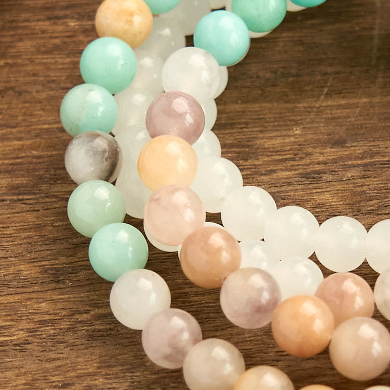 KarmaRipple's 108 Mala Beadwork Authentic Ivory Jade Amazonite Ivory Tassel Balancing Bracelet p9