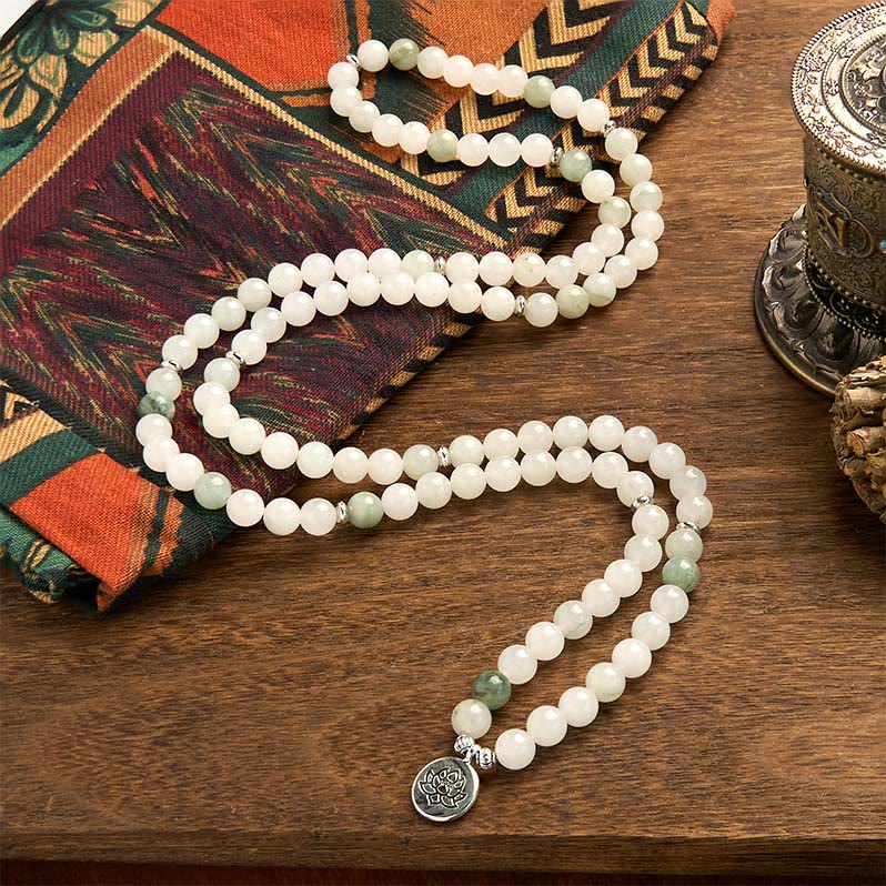 KarmaRipple's 108 Mala Beadwork Authentic Tianshan Jade Lotus Fortune Bracelet p2