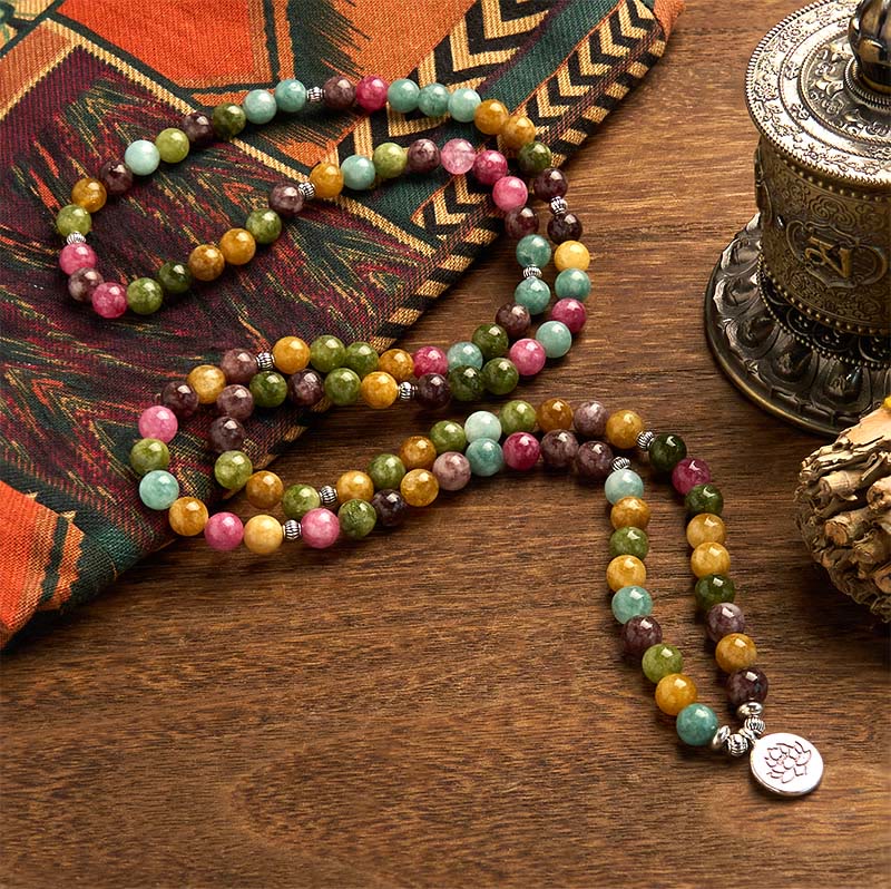 KarmaRipple's 108 Mala Beadwork Multi-layer Authentic Tourmaline Lotus Wisdom Bracelet p3