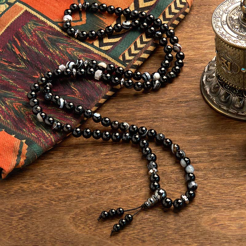 KarmaRipple's 108 Mala Beadwork Authentic Stone Black Onyx Protection Bracelet p2