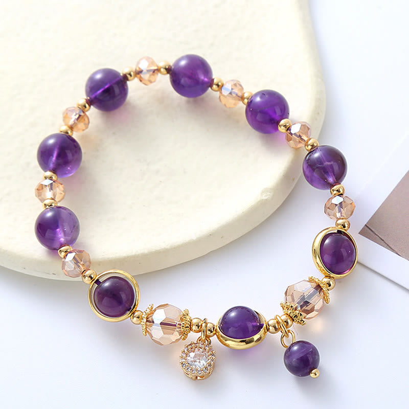 KarmaRipple's Authentic Amethyst Geometric Gemstone Meditation Bracelet p1