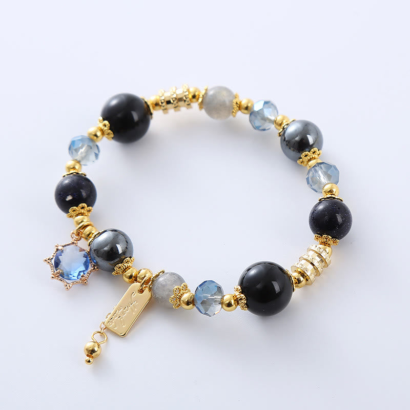 KarmaRipple's Authentic Black Obsidian Hematite Blue Sandstone Strength Bracelet p9