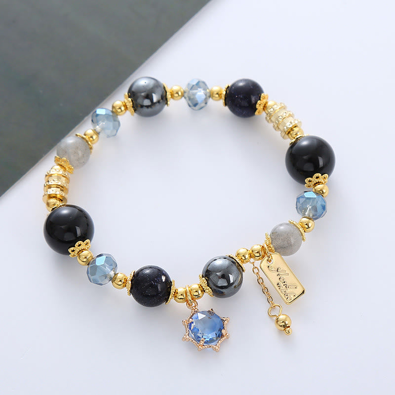 KarmaRipple's Authentic Black Obsidian Hematite Blue Sandstone Strength Bracelet p8