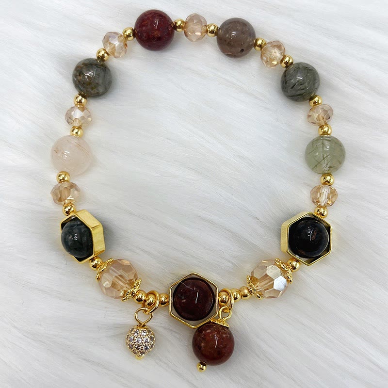 KarmaRipple's Authentic Colored Rutilated Quartz Amethyst Protection Bracelet p7