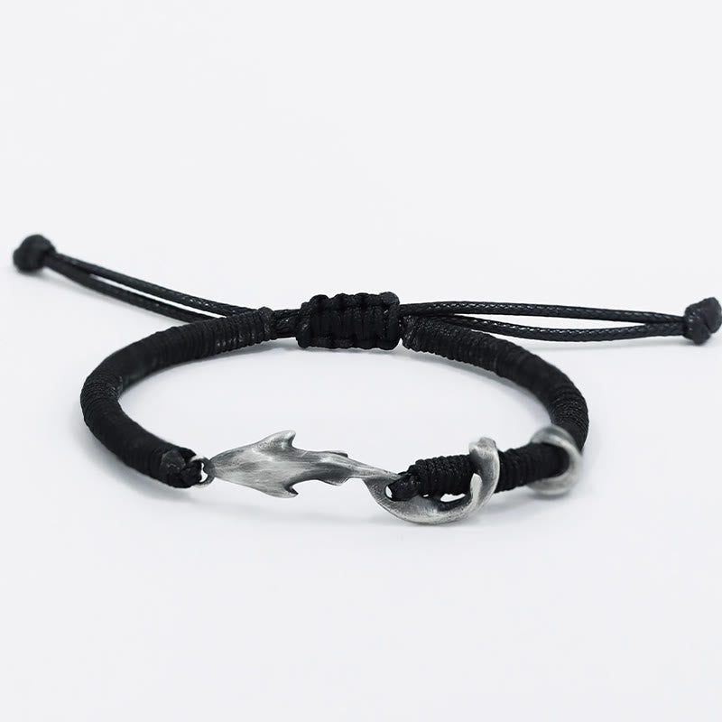 KarmaRipple's 999 Sterling Silver Shark Black Wax Rope Protection Bracelet p4