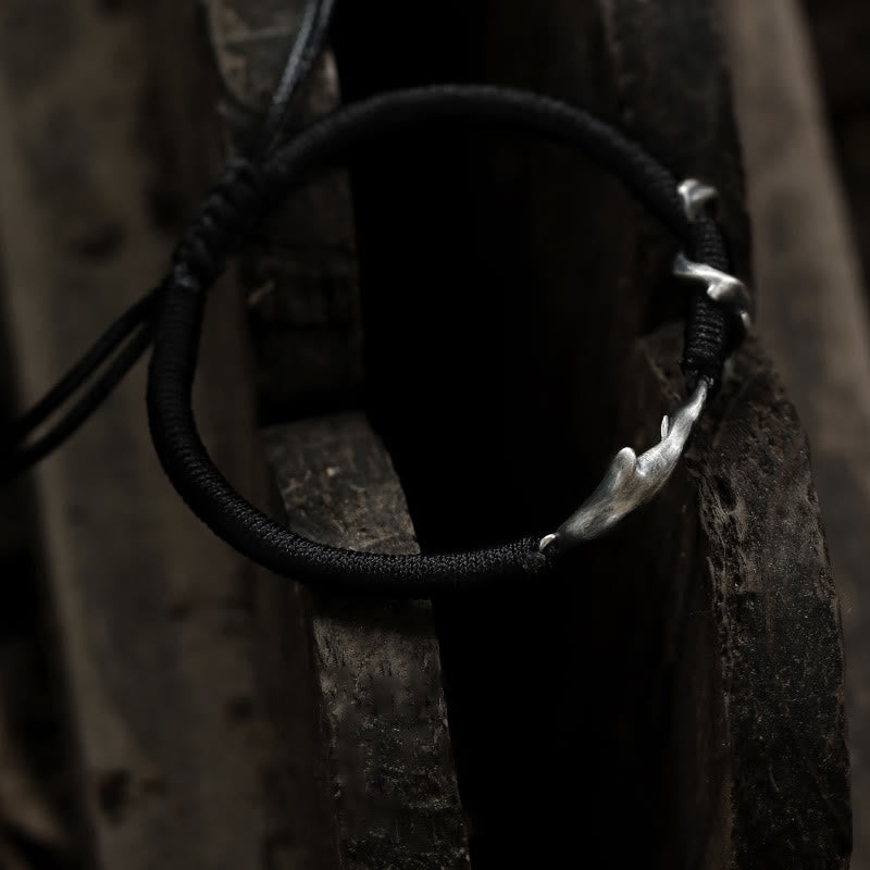 KarmaRipple's 999 Sterling Silver Shark Black Wax Rope Protection Bracelet p12