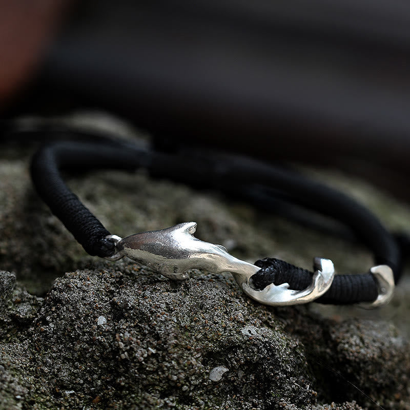 KarmaRipple's 999 Sterling Silver Shark Black Wax Rope Protection Bracelet p17