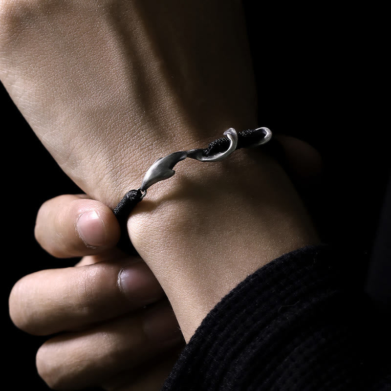 KarmaRipple's 999 Sterling Silver Shark Black Wax Rope Protection Bracelet p14