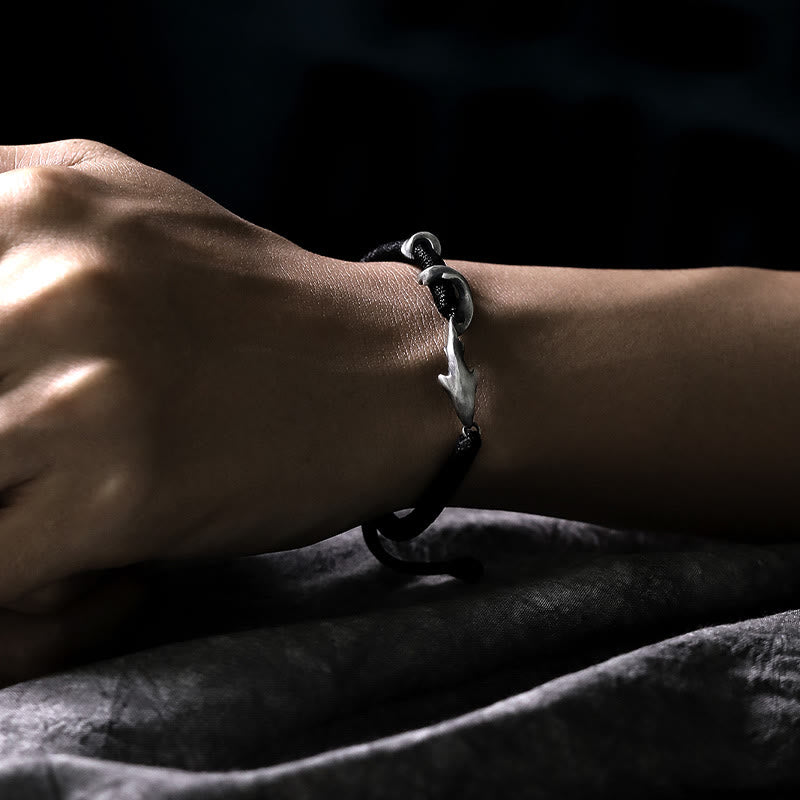 KarmaRipple's 999 Sterling Silver Shark Black Wax Rope Protection Bracelet p15