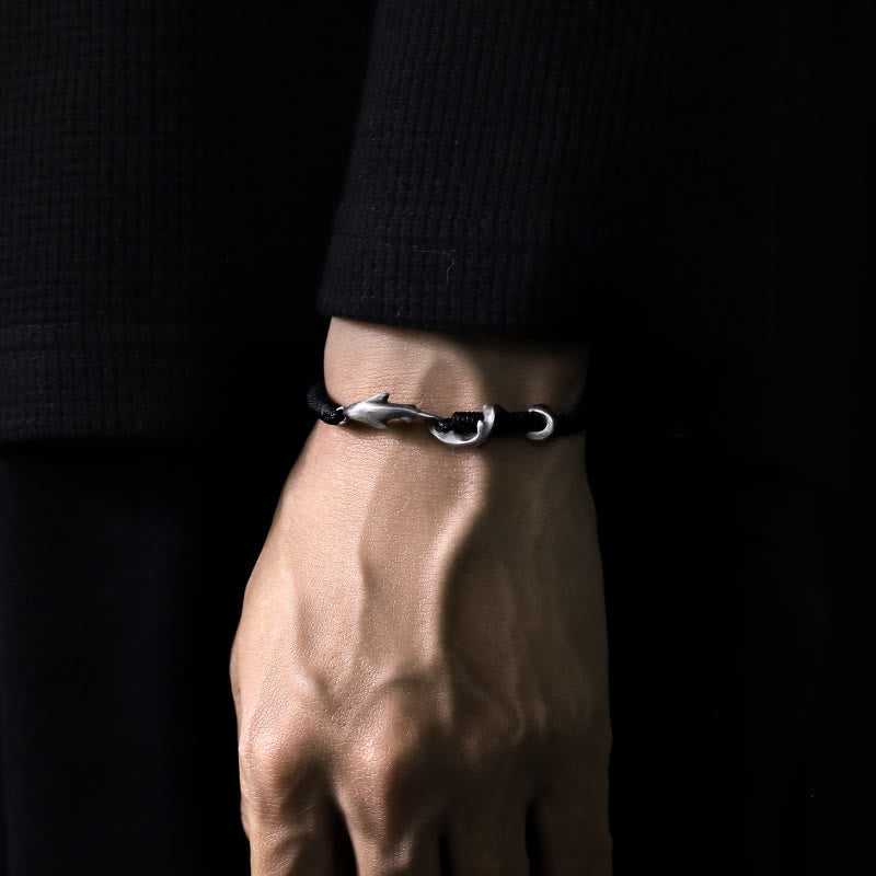 KarmaRipple's 999 Sterling Silver Shark Black Wax Rope Protection Bracelet p16