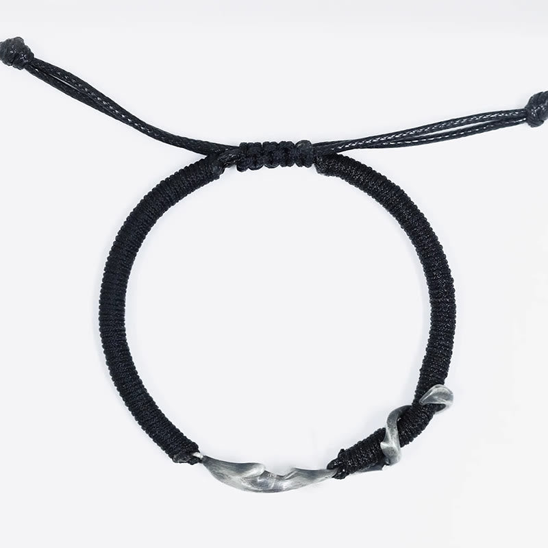 KarmaRipple's 999 Sterling Silver Shark Black Wax Rope Protection Bracelet p6
