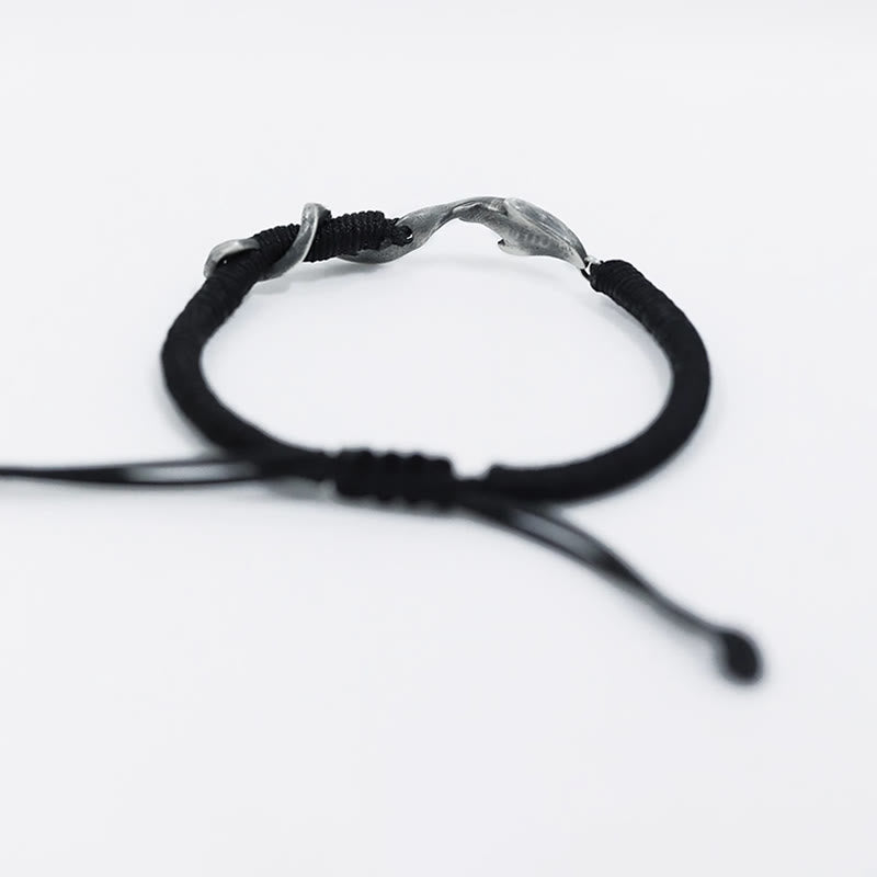 KarmaRipple's 999 Sterling Silver Shark Black Wax Rope Protection Bracelet p11