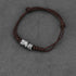 999 Sterling Silver Brown Wax Rope(Wrist Circumference: 14-21cm) / Morse Code:LOVE
