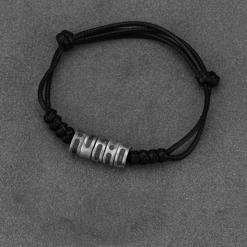 KarmaRipple's 999 Sterling Silver Morse Code Wax Rope Blessing Bracelet p2