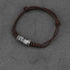 999 Sterling Silver Brown Wax Rope(Wrist Circumference: 14-21cm) / Morse Code:LUCKY