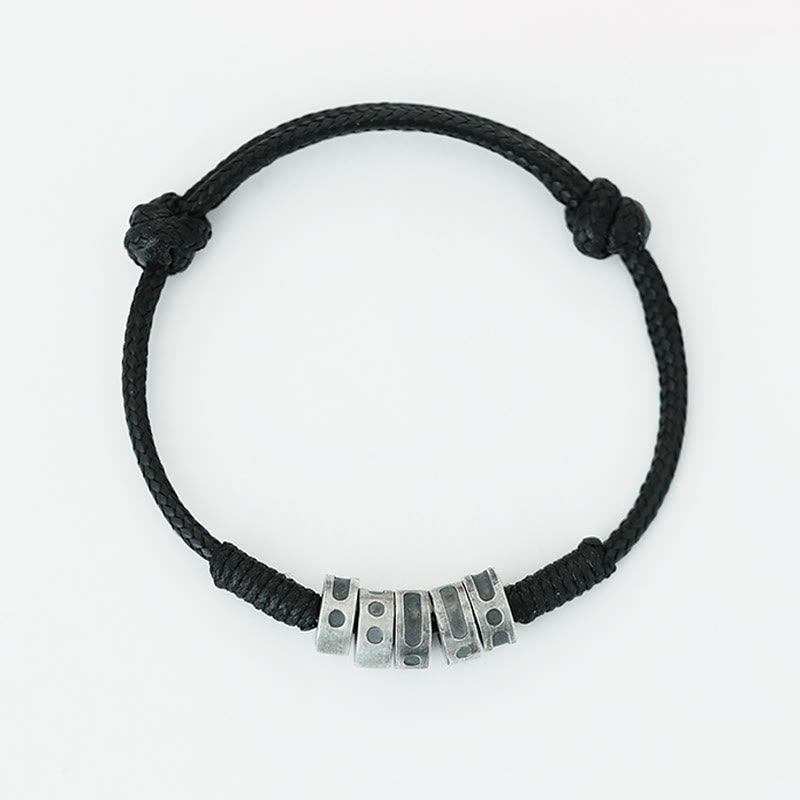 KarmaRipple's 999 Sterling Silver Morse Code Wax Rope Blessing Bracelet p6